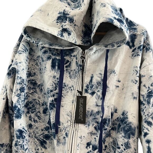 Blank NYC Blue Tie Dye Long Sleeve Zip Up Hoodie Jacket Size Large NWT - Picture 4 of 14